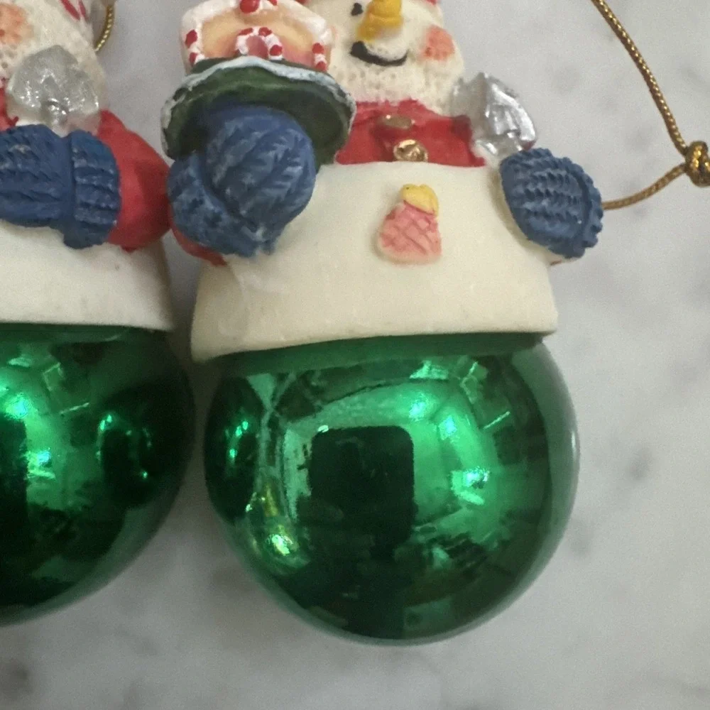 Vintage Jingle Buddies Snowmen Christmas Ornament  X2